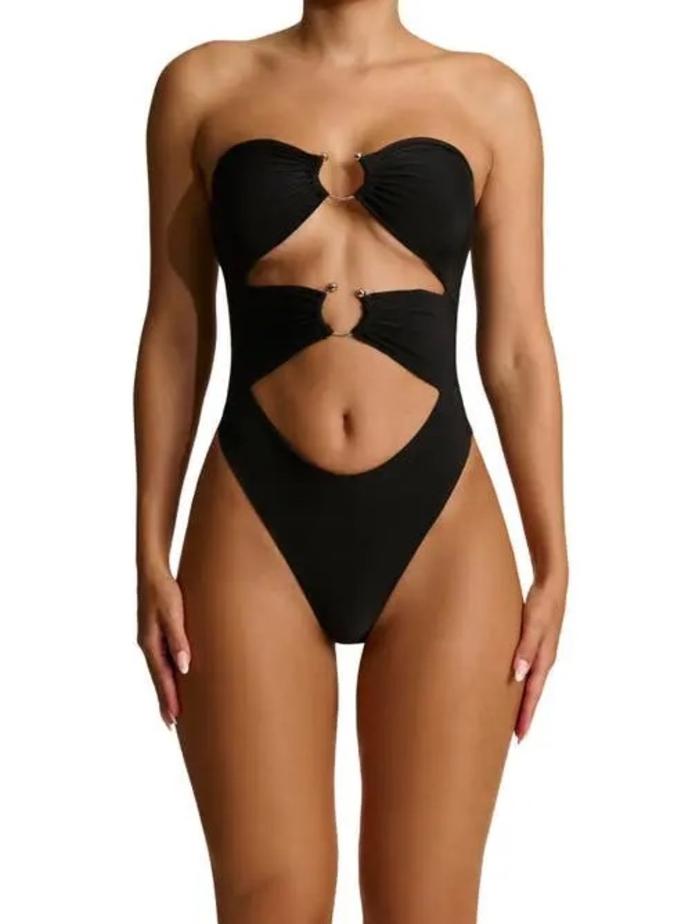NAKED WARDROBE Ring Hardware Cutout Bodysuit Large